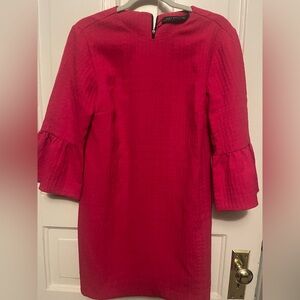Zara NWT Vibrant Red Pink Long Sleeve Dress